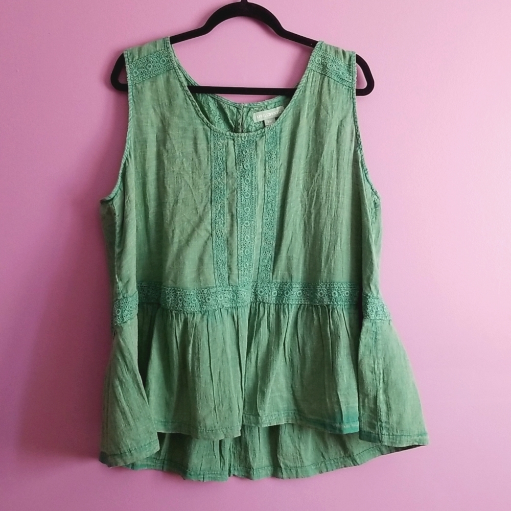 April Cornell XXL Green Peasant Tank